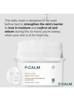 P.CALM P.CALM Barrier Cycle Daily Sheet Mask Pack 30 Days | Korean Non Comedogenic Daily Moisturizing Treatment Sheet Mask for Sensitive Skin | Vegan Cruelty Free  - Image 4