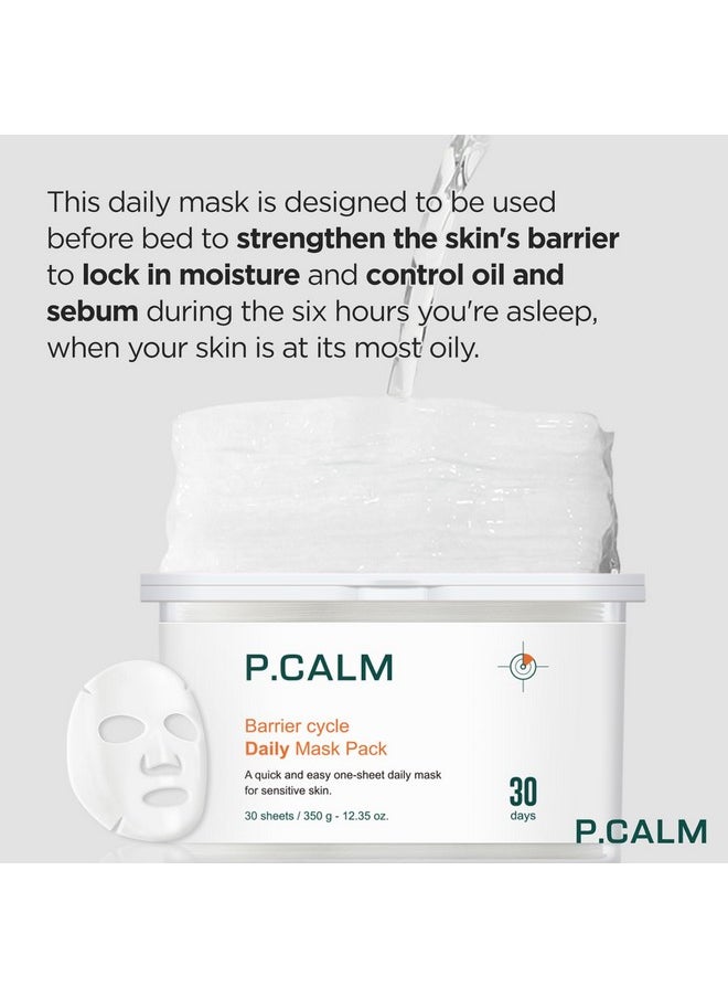 P.CALM P.CALM Barrier Cycle Daily Sheet Mask Pack 30 Days | Korean Non Comedogenic Daily Moisturizing Treatment Sheet Mask for Sensitive Skin | Vegan Cruelty Free  - Image 4