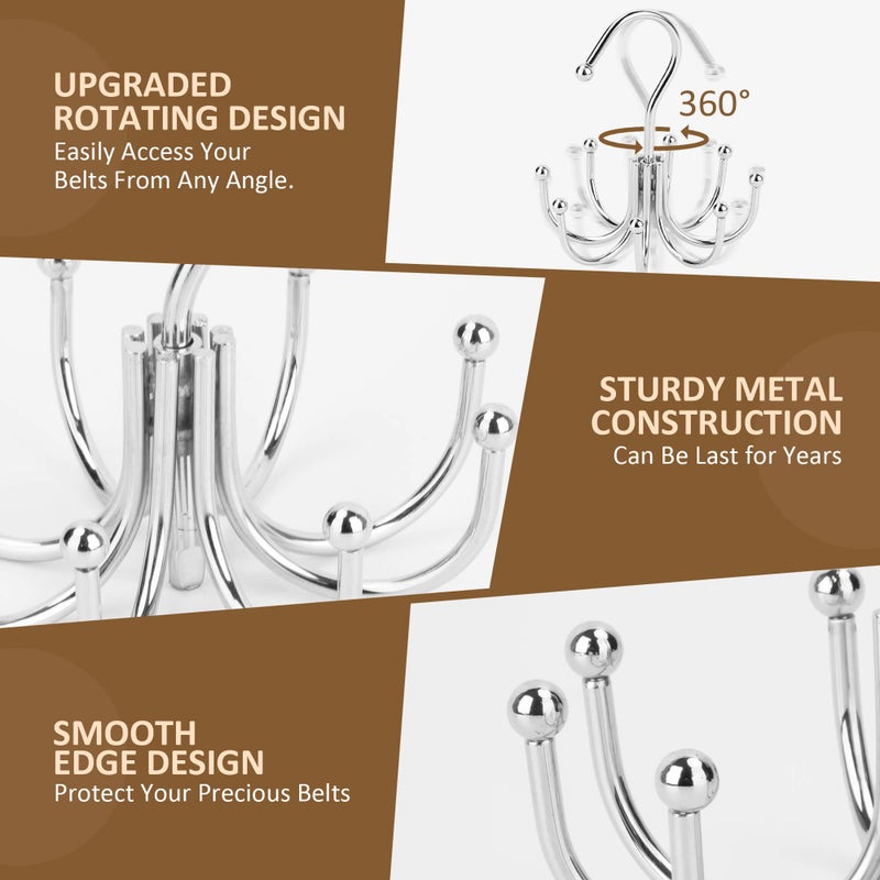ZEDODIER Belt Hanger, Belt Organizer for Closet, Keeping Belts Visible and in Good Condition, Hanging Tie Rack Holder, Closet Organizers and Storage, Silver - Image 5