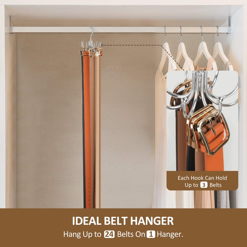 ZEDODIER Belt Hanger, Belt Organizer for Closet, Keeping Belts Visible and in Good Condition, Hanging Tie Rack Holder, Closet Organizers and Storage, Silver - Image 3