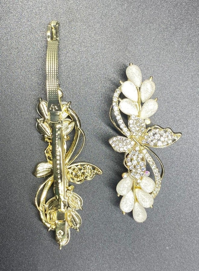 BAOER Golden Stone Small Metal Hair Clip/Hair Claw/Clutcher/Back pin for Wedding/Trending Hair Accessories for girls & Women (French Barrette Clip) (Pack of 1) - Image 2