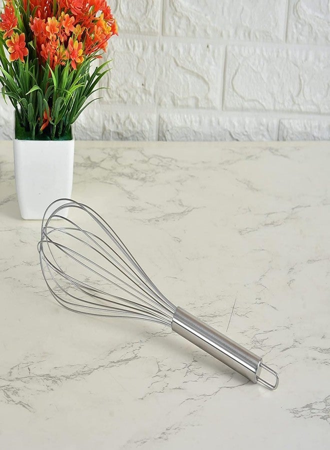 DESCTIDY Stainless Steel Manual Hand Whisk - Balloon Wire Whisk for Mixing, Beating, Whipping & Blending, Kitchen Baking & Cooking - Image 2