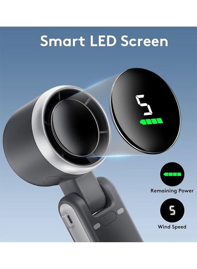 Portable Handheld Mini Fan, Foldable Powerful Winds Turbo Fan, Speed, USB Rechargeable Personal Fan with 5 Speed, Digital Display For Women Men Travel Camping Outdoor - Image 5