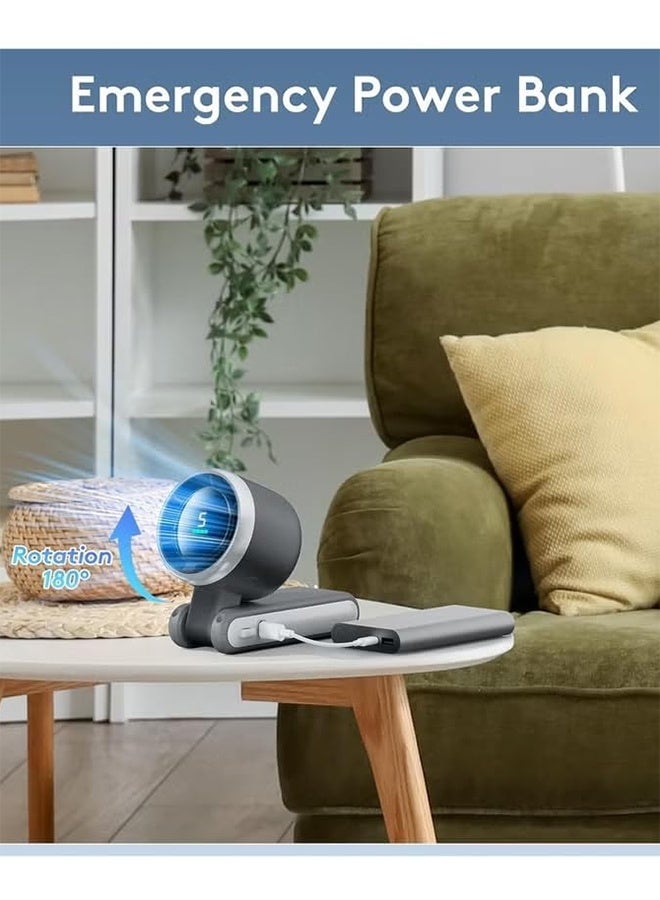 Portable Handheld Mini Fan, Foldable Powerful Winds Turbo Fan, Speed, USB Rechargeable Personal Fan with 5 Speed, Digital Display For Women Men Travel Camping Outdoor - Image 4