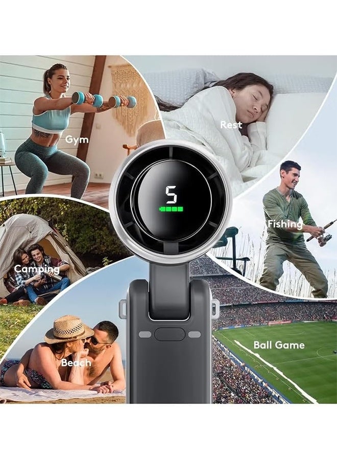 Portable Handheld Mini Fan, Foldable Powerful Winds Turbo Fan, Speed, USB Rechargeable Personal Fan with 5 Speed, Digital Display For Women Men Travel Camping Outdoor - Image 2