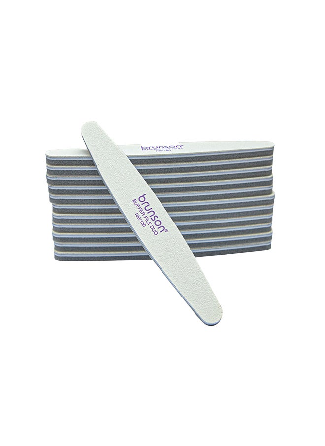 brunson - 1pc Natural Manicure Pedicure Polisher Sanding Nails Filer Cushion-Nail OVAL Shape Duo Gray - Image 1
