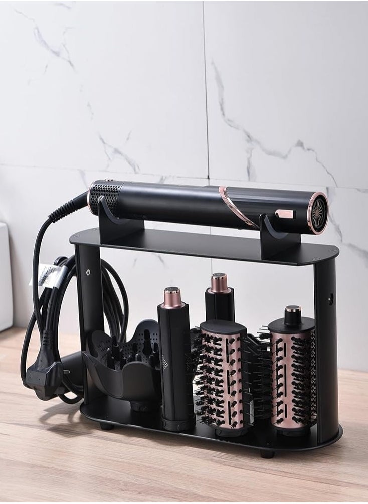 Eworld Storage Holder for Dyson Airwrap Styler Accessories, Features 6 Holes, Long Barrel, Diffuser and Cord Hook for Neat Organization on Countertop in Bathroom, Kitchen and Beyond, Black  - Image 2