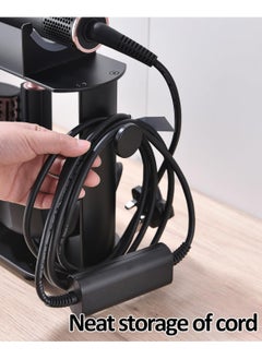 Eworld Storage Holder for Dyson Airwrap Styler Accessories, Features 6 Holes, Long Barrel, Diffuser and Cord Hook for Neat Organization on Countertop in Bathroom, Kitchen and Beyond, Black  - Image 5