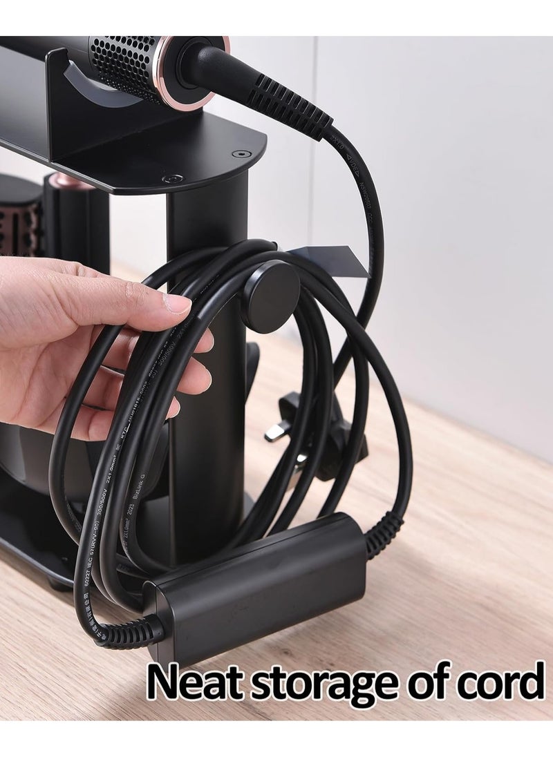 Eworld Storage Holder for Dyson Airwrap Styler Accessories, Features 6 Holes, Long Barrel, Diffuser and Cord Hook for Neat Organization on Countertop in Bathroom, Kitchen and Beyond, Black  - Image 5