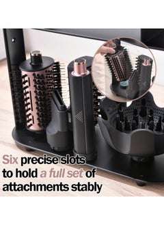 Eworld Storage Holder for Dyson Airwrap Styler Accessories, Features 6 Holes, Long Barrel, Diffuser and Cord Hook for Neat Organization on Countertop in Bathroom, Kitchen and Beyond, Black  - Image 4