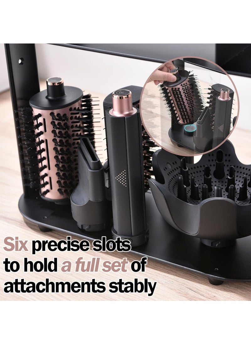Eworld Storage Holder for Dyson Airwrap Styler Accessories, Features 6 Holes, Long Barrel, Diffuser and Cord Hook for Neat Organization on Countertop in Bathroom, Kitchen and Beyond, Black  - Image 4