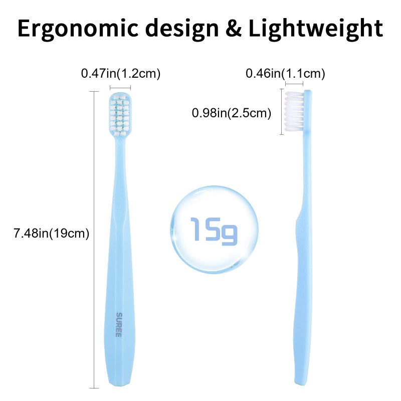 SUREE Extra Soft Toothbrush for Sensitive Teeth and Gums (5 Pack), Ultra Soft Toothbrush with 10000 Micro Nano Bristles for Adults and Elderly - Image 3
