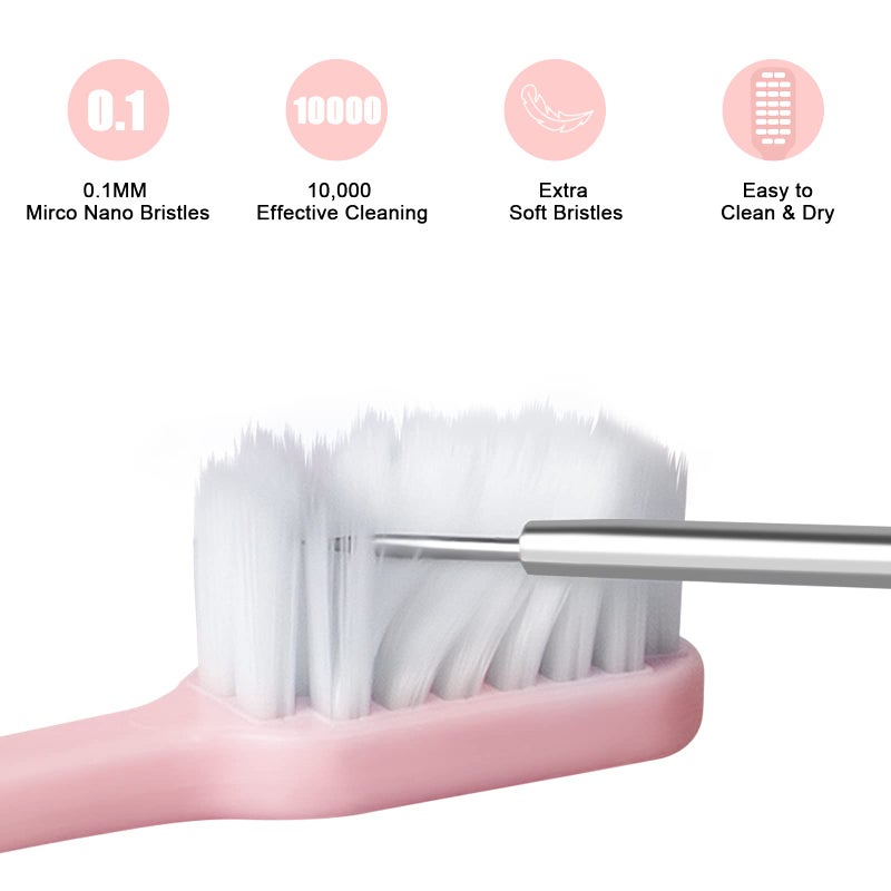 SUREE Extra Soft Toothbrush for Sensitive Teeth and Gums (5 Pack), Ultra Soft Toothbrush with 10000 Micro Nano Bristles for Adults and Elderly - Image 4