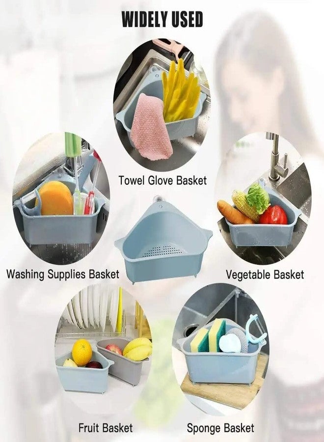 ANKUL Kitchen Sink Organizer Corner Strainer Basket (Pack of 2), Triangular Drain Drainer Storage Rack, Colander Food Catcher & Waste Collector Tray - Image 3