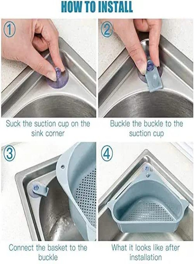 ANKUL Kitchen Sink Organizer Corner Strainer Basket (Pack of 2), Triangular Drain Drainer Storage Rack, Colander Food Catcher & Waste Collector Tray - Image 2
