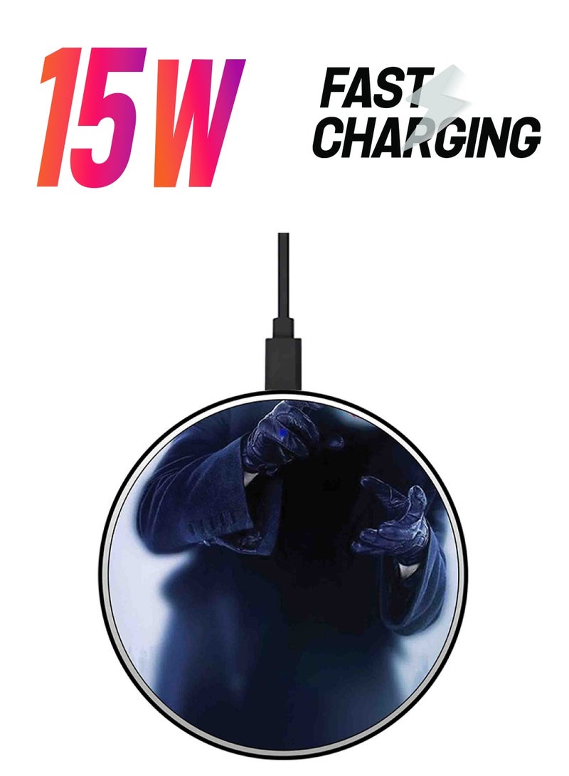 Theodor Printed Ultra Slim Fast Wireless Charger With USB Cable Blue/White - Image 1