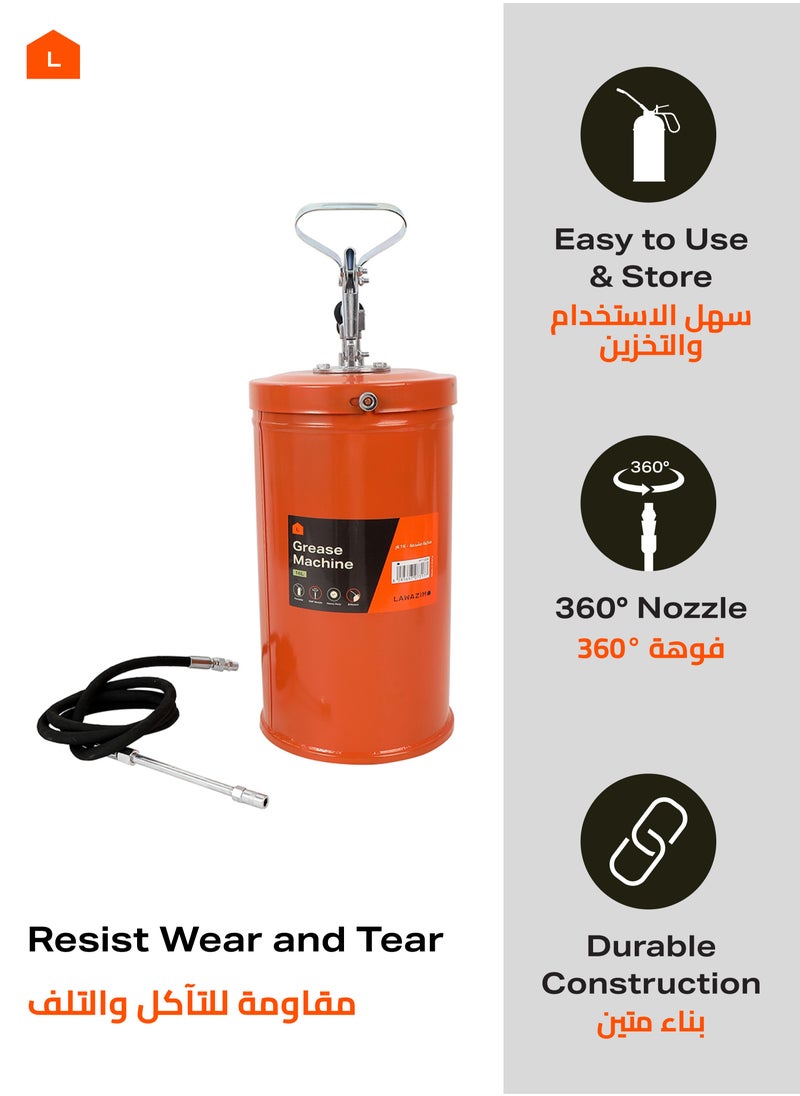 LAWAZIM - Grease Machine -16L- High-Pressure Grease Pump with Non-Slip Design - Heavy-Duty Manual Smooth Grease Dispenser for Industrial Lubrication, Equipment Maintenance and Vehicle Grease Application - Image 1