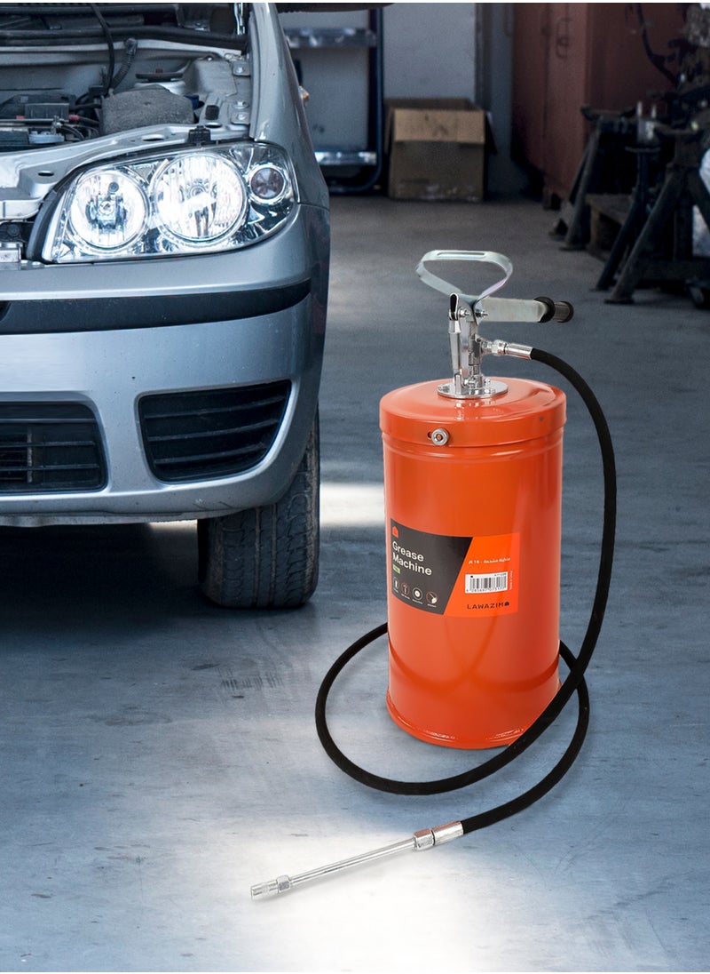 LAWAZIM - Grease Machine -16L- High-Pressure Grease Pump with Non-Slip Design - Heavy-Duty Manual Smooth Grease Dispenser for Industrial Lubrication, Equipment Maintenance and Vehicle Grease Application - Image 1