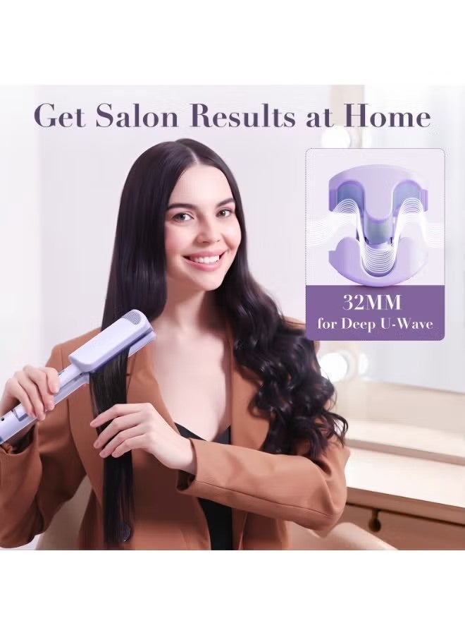 PANDA JOJO 32MM Ceramic Curling Wand - 3 Barrel Beach Wave Hair Curler with Adjustable Temp (160°C-220°C), Anti-Scald Design & Travel Lock | Frizz-Free Waves for All Hair Types | Purple - Image 2