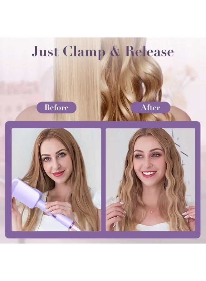 PANDA JOJO 32MM Ceramic Curling Wand - 3 Barrel Beach Wave Hair Curler with Adjustable Temp (160°C-220°C), Anti-Scald Design & Travel Lock | Frizz-Free Waves for All Hair Types | Purple - Image 4