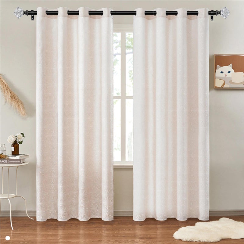 TONIAL Curtain Rods 32 to 58 Inch(2.6 to 4.8 ft), Telescoping Splicing 3/4 Single Rods for Windows 20 to 53 Inch(1.7 to 4.4 ft Decorative Drapery Rod with Translucent Diamond Finial, Black - Image 4
