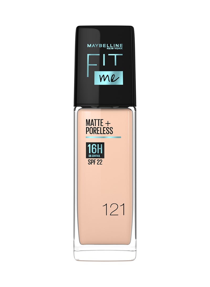 ميبلين نيويورك كريم أساس Fit Me Matte & Poreless للتحكم في الزيوت لمدة 16 ساعة مع عامل حماية من الشمس 22 PA++ - 121 قد تختلف العبوة - Image 1