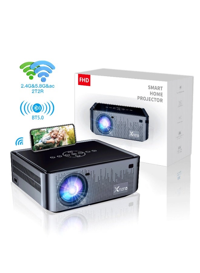 Xnano Classic Projector X1 Pro Full HD 5G Smart Projector 8K 1080P Resolution 12000 Lumens Dual Band WiFi Auto Focus Keystone Correction Dual Stereo Speakers Dolby Digital Two-Way Bluetooth Connection Low Noise-Efficient Cooling System - Image 2