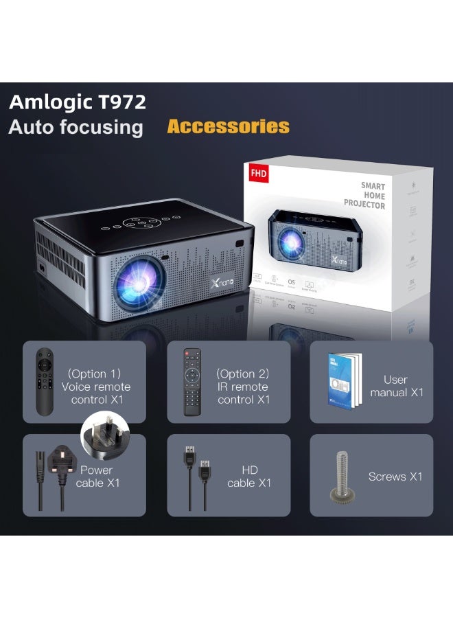 Xnano Classic Projector X1 Pro Full HD 5G Smart Projector 8K 1080P Resolution 12000 Lumens Dual Band WiFi Auto Focus Keystone Correction Dual Stereo Speakers Dolby Digital Two-Way Bluetooth Connection Low Noise-Efficient Cooling System - Image 4