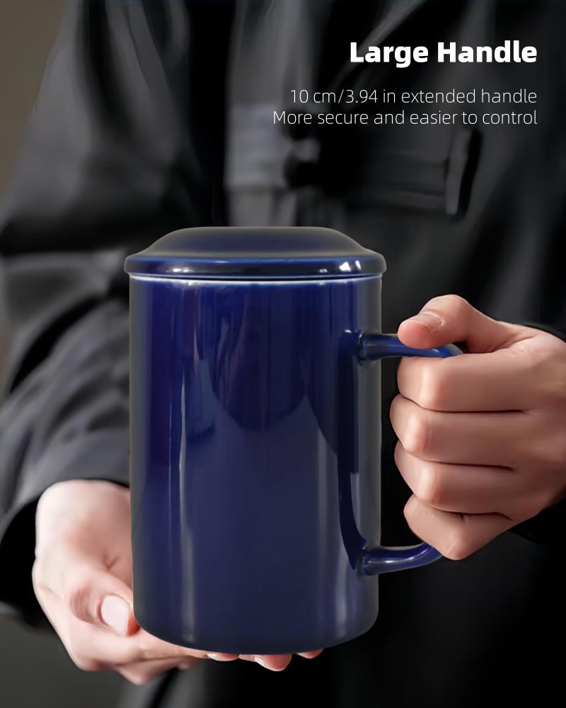 WEOPYCJ Extra Large Coffee Mug 33 oz, Super Big Ceramic Mug with Lid and Handle, Oversized Coffee Mugs Big Tea Mug for Office and Home (Blue) - Image 5