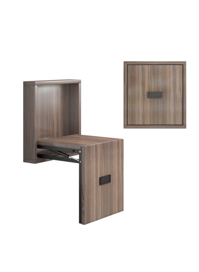 Generic Simple Wooden Folding Wall-mounted Home Footstool Aisle Invisible Shoe Stool - Walnut 