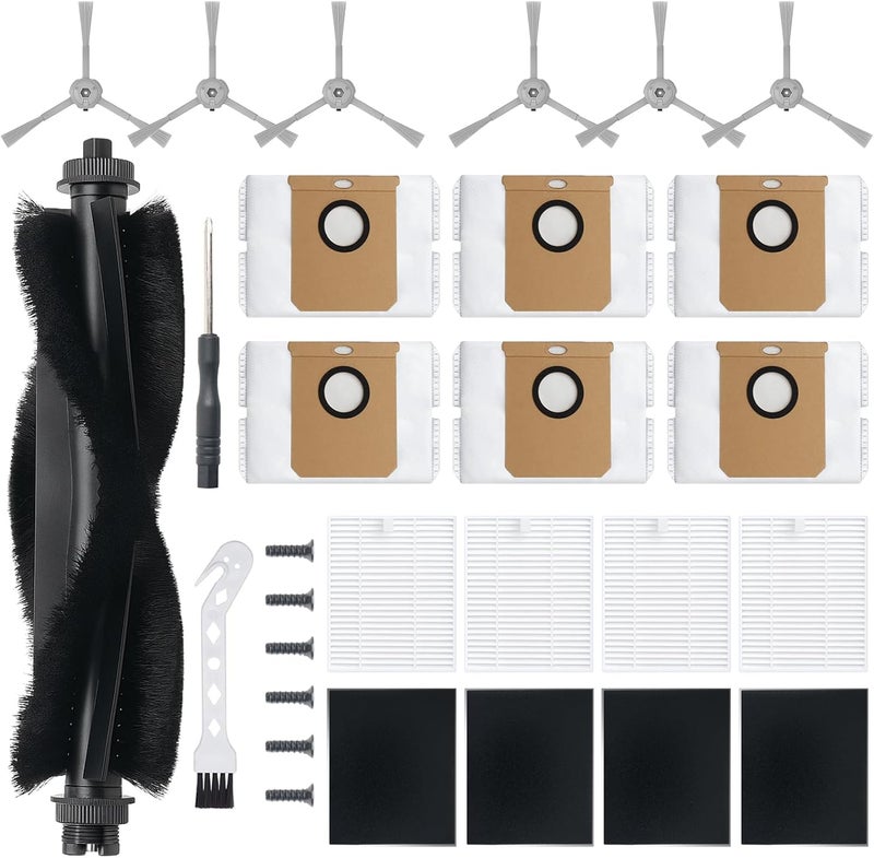 BUXEBUX Replacement Parts Accessories for Eufy L60/L60 Hybrid/L60 SES/L50 Series Robot Vacuums Replacement Parts Kit, 1 Main Roller Brush, 4 Hepa Filters, 4 Side Brushes, 6 Vacuum Bags, 15 Pack - Image 1