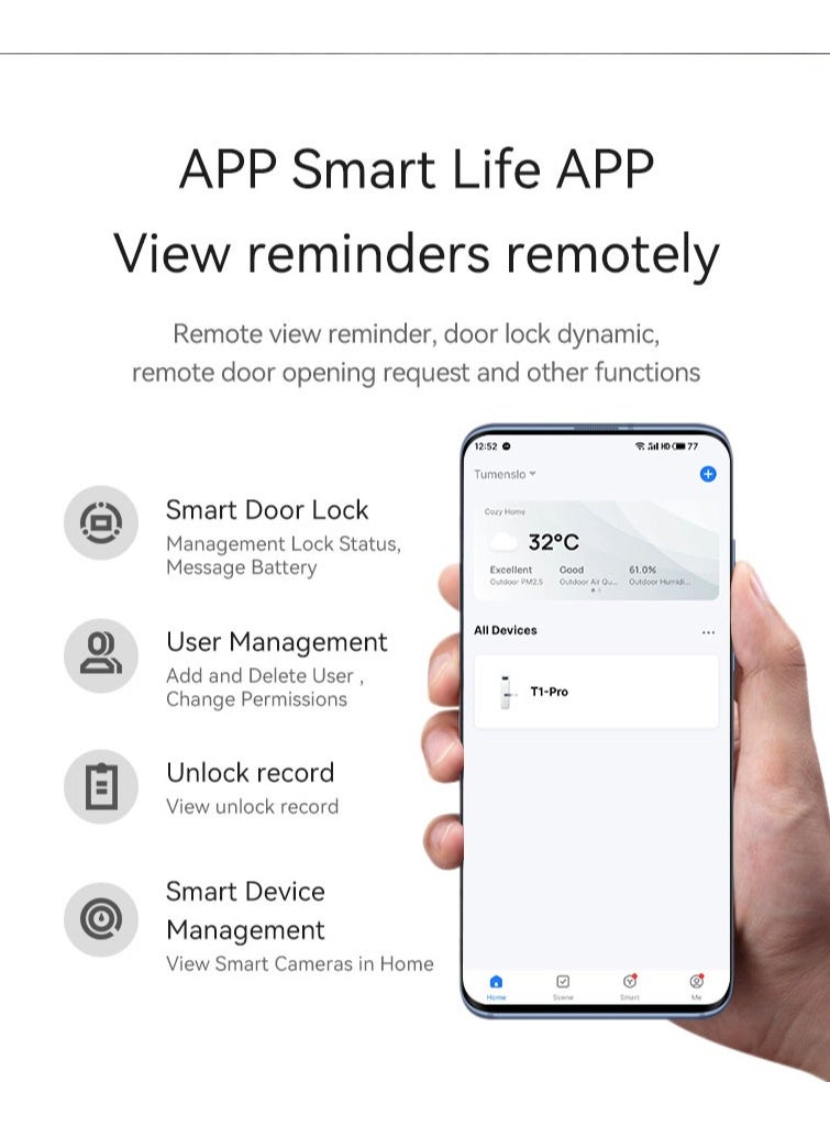 Razuvious - Smart Lock, GCC Version, No Hub Required, Tuya WiFi Fingerprint Door Lock With Touchscreen Keypad - Image 1