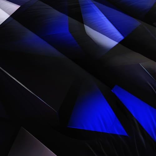 UEVBF Blue and Black Bedding Set Twin Size,Geometric Pattern Comforter Set for Kids Boys Girls Geometry Room Decor,Art Aesthetic Bedding with 2 Pillowcases. - Image 5
