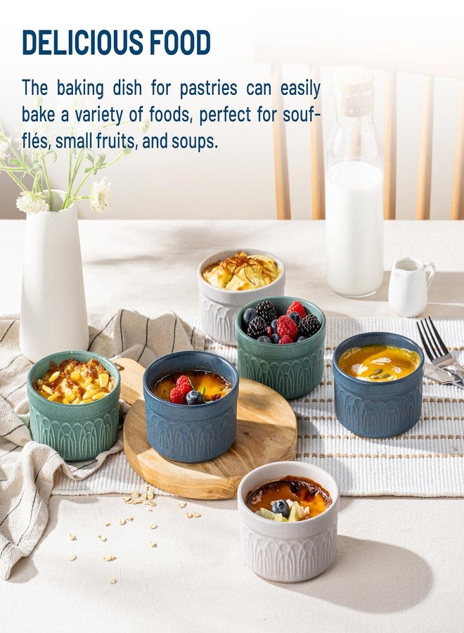 DAFUCERAMIC Ramekins 8 Oz Oven Safe, Ceramic Creme Brulee Souffle Dishes, Pudding Custard Cups Ramekin For Baking, Small Dipping Sauce Bowls, Set of 6, Microwave and Dishwasher Safe (Assorted Neutrals) - Image 3