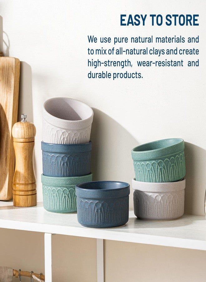 DAFUCERAMIC Ramekins 8 Oz Oven Safe, Ceramic Creme Brulee Souffle Dishes, Pudding Custard Cups Ramekin For Baking, Small Dipping Sauce Bowls, Set of 6, Microwave and Dishwasher Safe (Assorted Neutrals) - Image 4