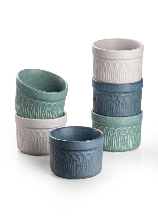 DAFUCERAMIC Ramekins 8 Oz Oven Safe, Ceramic Creme Brulee Souffle Dishes, Pudding Custard Cups Ramekin For Baking, Small Dipping Sauce Bowls, Set of 6, Microwave and Dishwasher Safe (Assorted Neutrals) - Image 1