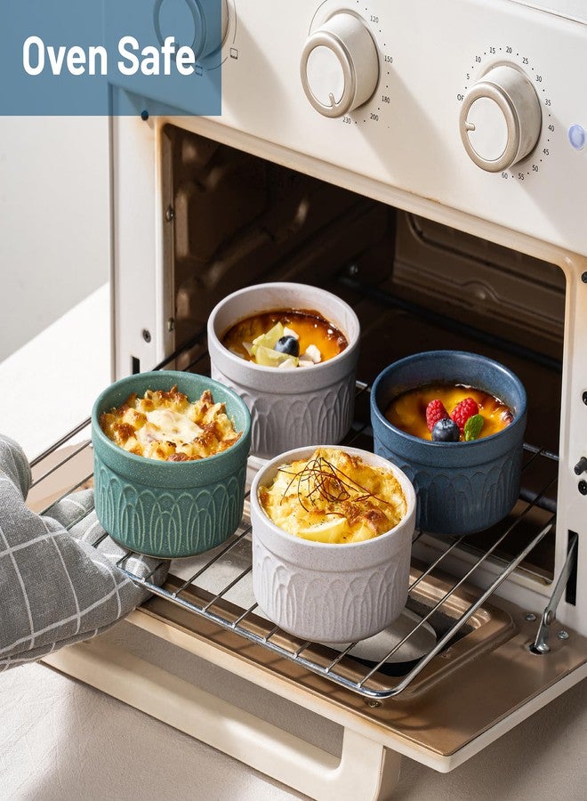 DAFUCERAMIC Ramekins 8 Oz Oven Safe, Ceramic Creme Brulee Souffle Dishes, Pudding Custard Cups Ramekin For Baking, Small Dipping Sauce Bowls, Set of 6, Microwave and Dishwasher Safe (Assorted Neutrals) - Image 5