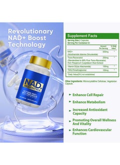 TOPNaturePlus NAD+ Supplement 1000 mg Pure Organic, Highest NAD+ Resveratrol Supplement Max Absorption for Energy and DNA Repair, Aging Defense, Brain Function Support, 120 Capsules  - Image 5