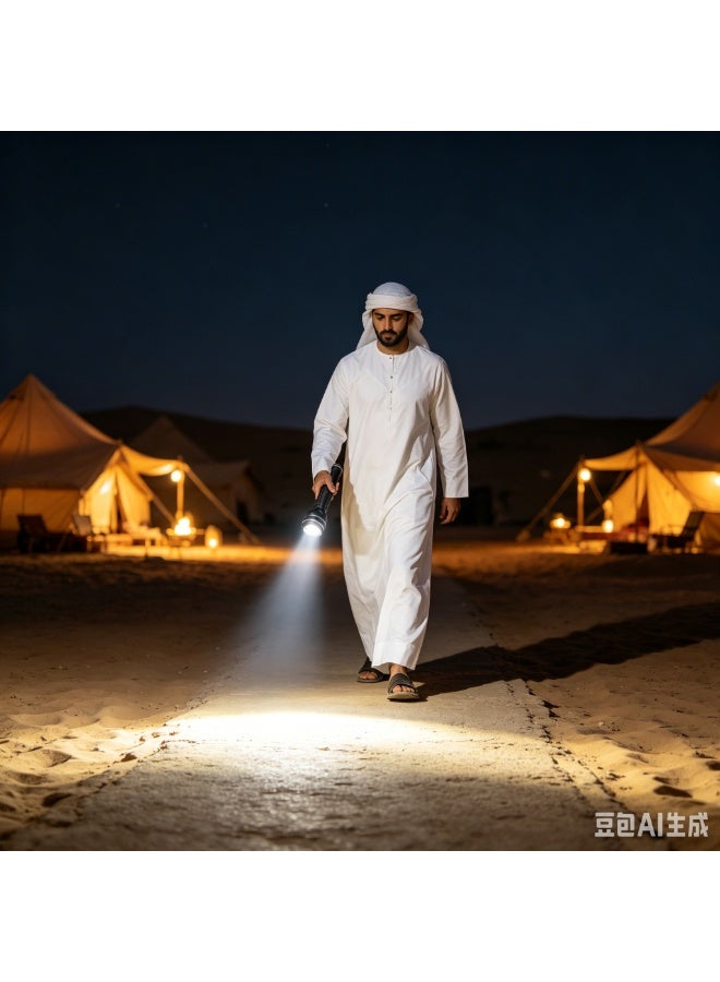 مصباح يدوي LED عالي الطاقة، شعاع فائق السطوع بعيد المدى، مقاوم للماء بمعيار IPX، مصنوع من سبائك الألومنيوم، مزود ببطارية ذات سعة كبيرة، مصباح محمول مقاوم للصدمات، مثالي للتخييم في الصحراء والمشي لمسافات طويلة وحالات الطوارئ، هدية مميزة للرجال والعائلة ومحبي الأنشطة الخارجية - Image 2