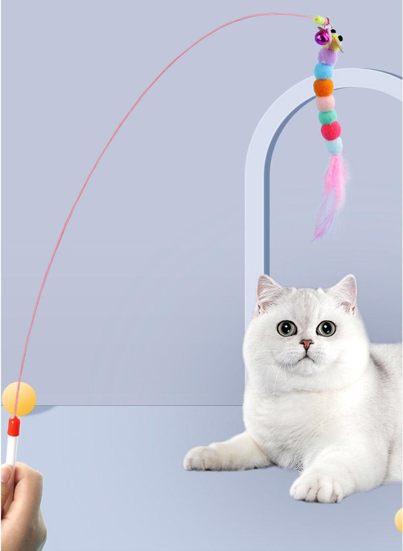 Interactive Cat Teaser Fishing Poles Bells Fish Design Engaging Cat Toys for Indoor Play and Exercise（Fur Ball） - Image 3