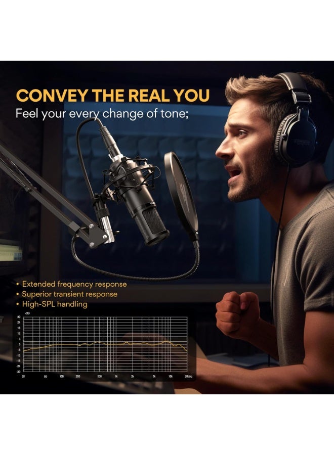 ماونو AU-PM320S ميكروفون استوديو مكثف XLR – تسجيل احترافي للبودكاست والبث والتعليق الصوتي - Image 4
