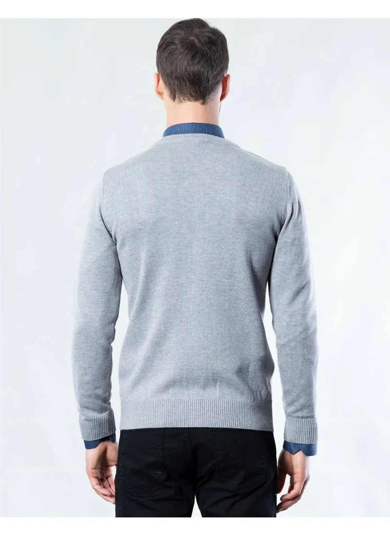 Tudors Buttoned Gray Plain Men's Cardigan