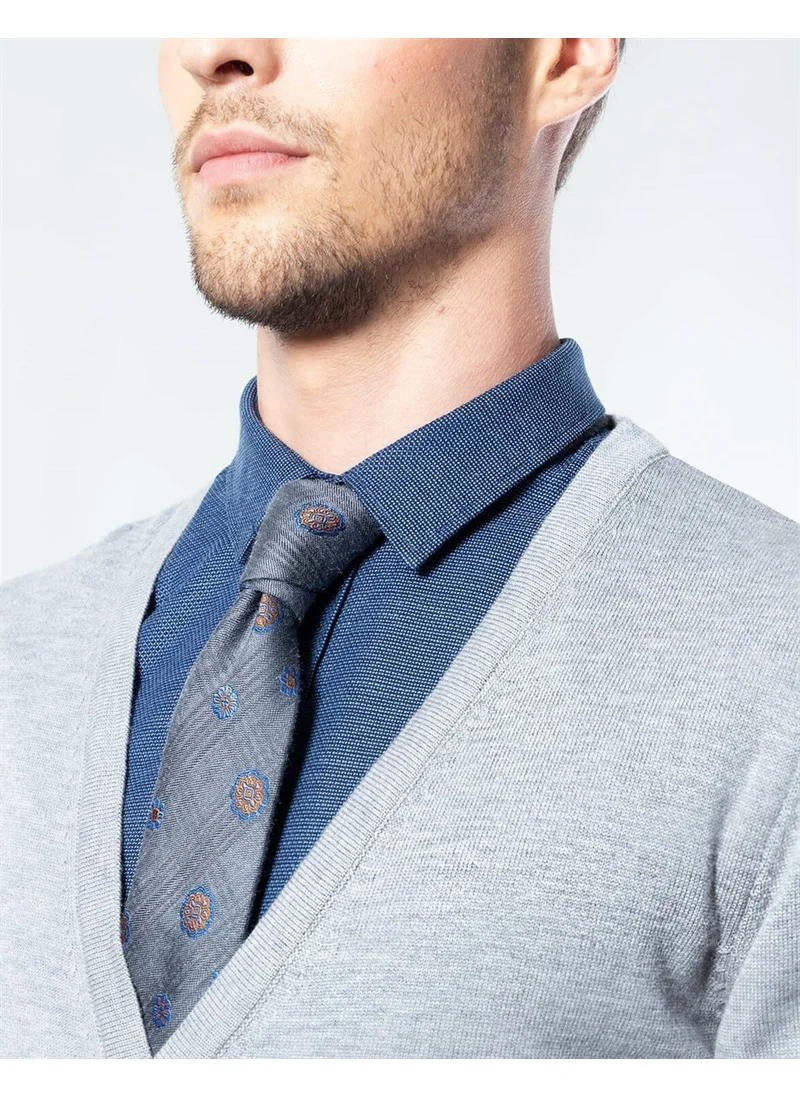 Tudors Buttoned Gray Plain Men's Cardigan