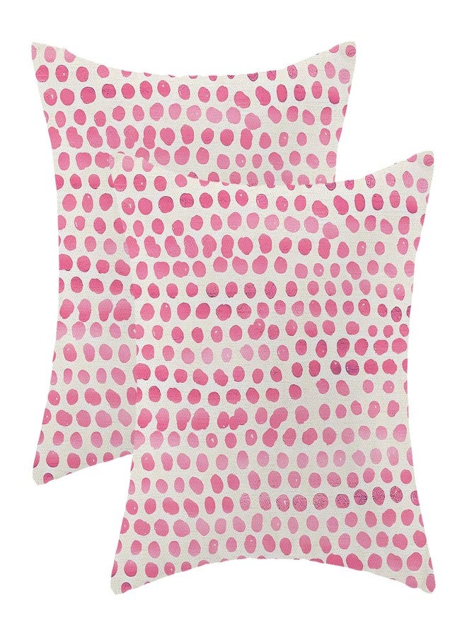 CXMEIFLY Preppy Pillow Covers 18x18 Inch Set of 2 Pink Polka Dot Outdoor Decor Throw Pillows for Couch Modern Boho Design Watercolor Aesthetic Decorative Cushion Cases for Home Sofa Bed Decorations - Image 1