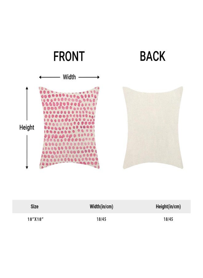 CXMEIFLY Preppy Pillow Covers 18x18 Inch Set of 2 Pink Polka Dot Outdoor Decor Throw Pillows for Couch Modern Boho Design Watercolor Aesthetic Decorative Cushion Cases for Home Sofa Bed Decorations - Image 3