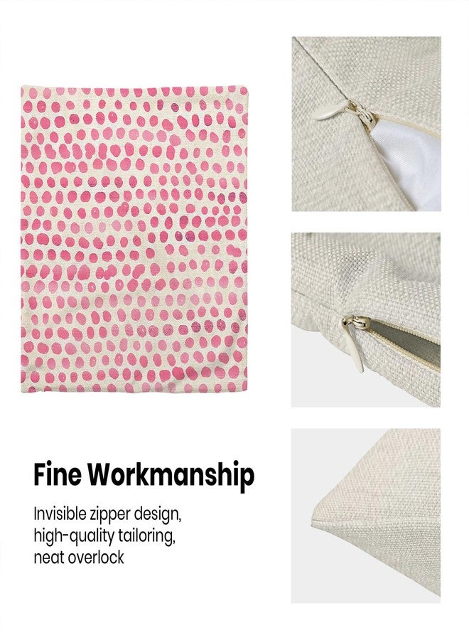 CXMEIFLY Preppy Pillow Covers 18x18 Inch Set of 2 Pink Polka Dot Outdoor Decor Throw Pillows for Couch Modern Boho Design Watercolor Aesthetic Decorative Cushion Cases for Home Sofa Bed Decorations - Image 4