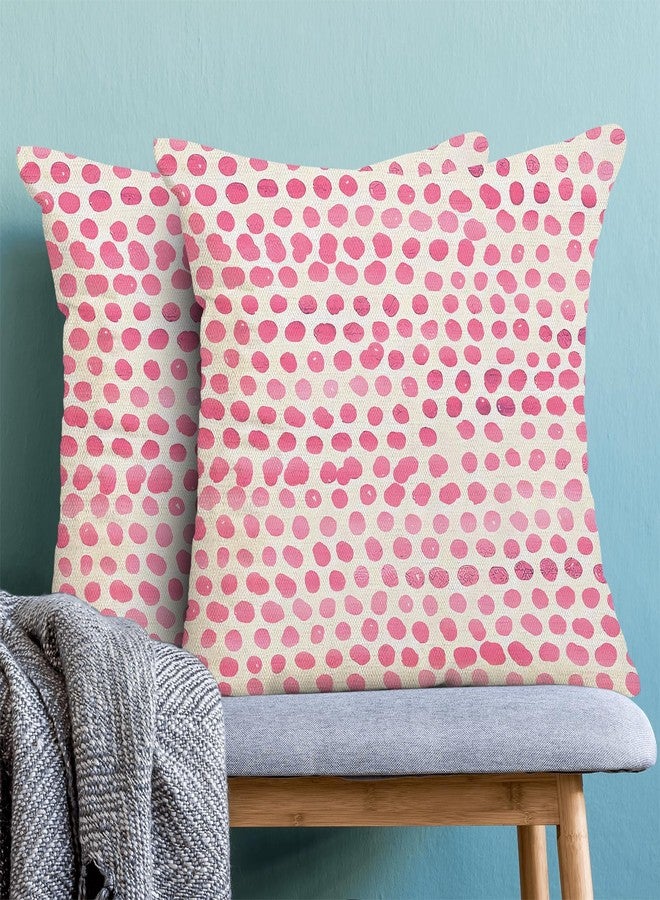CXMEIFLY Preppy Pillow Covers 18x18 Inch Set of 2 Pink Polka Dot Outdoor Decor Throw Pillows for Couch Modern Boho Design Watercolor Aesthetic Decorative Cushion Cases for Home Sofa Bed Decorations - Image 2
