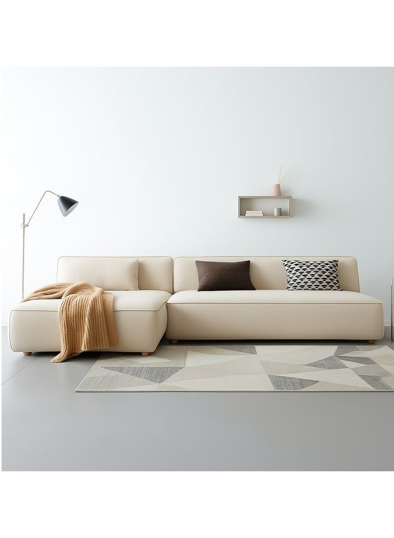 Al Zakharef Furniture Clarissa 3-Seater Luxury L-Shape Velvet Sofa with Free Pillows, Premium Wooden Frame, High-Density Seating Foam, Modern Corner Couch for Living Room Size L270 × W180 cm, Colour Cream - Image 1