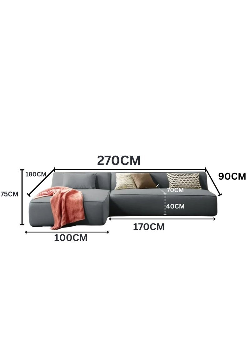 Al Zakharef Furniture Clarissa 3-Seater Luxury L-Shape Velvet Sofa with Free Pillows, Premium Wooden Frame, High-Density Seating Foam, Modern Corner Couch for Living Room Size L270 × W180 cm, Colour Cream - Image 2