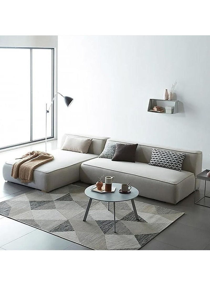 Al Zakharef Furniture Clarissa 3-Seater Luxury L-Shape Velvet Sofa with Free Pillows, Premium Wooden Frame, High-Density Seating Foam, Modern Corner Couch for Living Room Size L270 × W180 cm, Colour Cream - Image 4